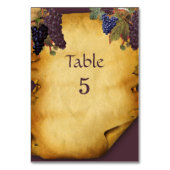 Weinkellerei Hochzeit Trauben Rustikales Papier Tischnummer (Vorderseite)