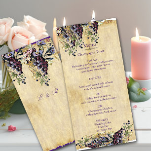 Weinkellerei Hochzeitsmenü Romantische, rustikale, Menükarte