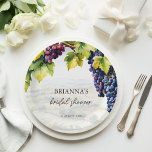 Weinkellerei im Sommer Brautparty gedruckt Pappteller<br><div class="desc">Weinkellerei Sommergarten Brautparty Monogramm gedruckte Papier Teller Vorlage personalisiert Tafelgeschirr Weingarten Wein themed Brautparty Tischdekoration Bündel von Trauben und Weinbergen Sommer Weinkeller Brautparty Thema</div>