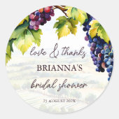 Weinkellerei im Sommer Brautparty gedruckt Runder Aufkleber (Vorderseite)