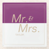 Weinkellerei lila minimalistisch moderne Hochzeit Glasuntersetzer (Vorderseite)