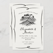 Weinkellerei mit handgezogener Hand Hochzeit Einladung (Vorne/Hinten)