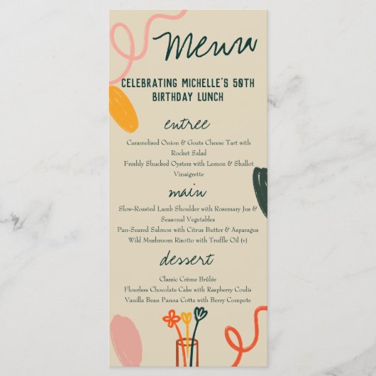 Weinkellerei Mittagessen Geburtstag Menükarte (Vorderseite)