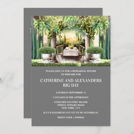 Weinkellerei Sommer Abendessen Weinsaison Saitenle Einladung (Vorne/Hinten)