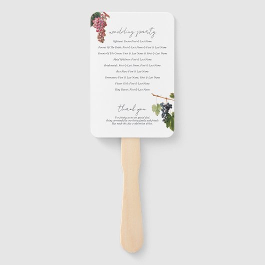 Weinkellerei Weinkeller Hochzeitsprogramm Fächer (Rückseite)