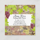 *~* Weinkellerei Weinkeller Weincluster Trauben Quadratische Visitenkarte (Rückseite)