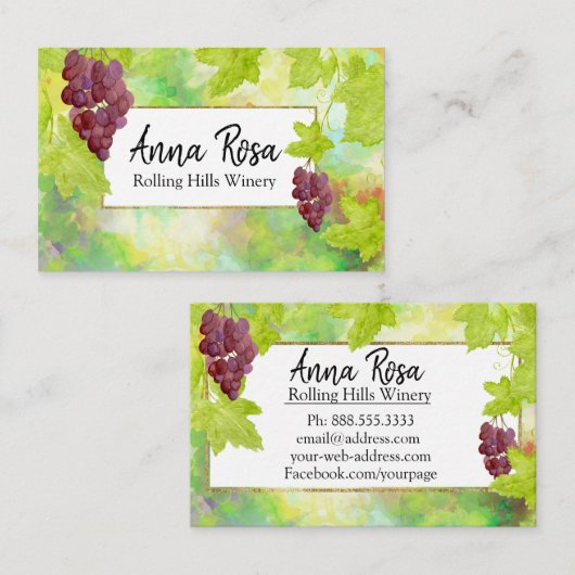 *~* Weinkellerei Weintrauben Weintrauben Visitenkarte (Vorne/Hinten)