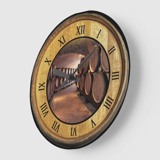 Weinkelleruhr 01 ~ Hintergrund Weinbarrel Große Wanduhr (Winkel)