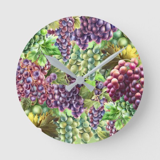 Weinkollektion Weingut Realistische Trauben Runde Wanduhr (Vorderseite)