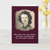 Weinkonsum-Frisur-Vintages Foto Karte (Gelbe Blume)