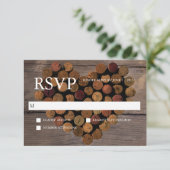 Weinkork #2 rustikale RSVP-Karte RSVP Karte (Stehend Vorderseite)