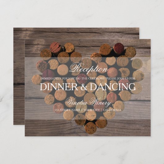 Weinkork Rustikale Empfang-Karte Begleitkarte (Vorne/Hinten)