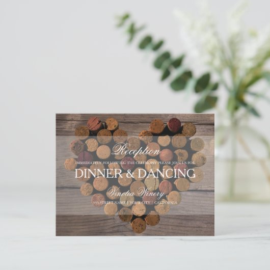 Weinkork Rustikale Empfang-Karte Begleitkarte (Stehend Vorderseite)