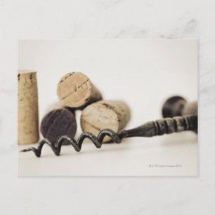 Weinkorken mit Korkenzieher Postkarte