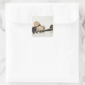 Weinkorken mit Korkenzieher Quadratischer Aufkleber (Tasche)