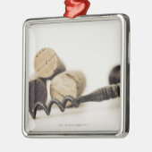 Weinkorken mit Korkenzieher Silbernes Ornament (Links)