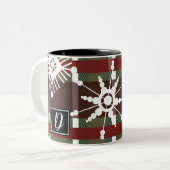 Weinkraut Kariert Erstgeburt Schneeflocke Weihnach Zweifarbige Tasse (Vorderseite Links)