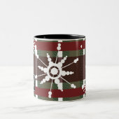 Weinkraut Kariert Erstgeburt Schneeflocke Weihnach Zweifarbige Tasse (Mittel)