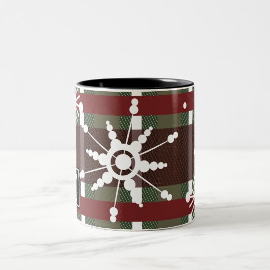 Weinkraut Kariert Erstgeburt Schneeflocke Weihnach Zweifarbige Tasse (Mittel)