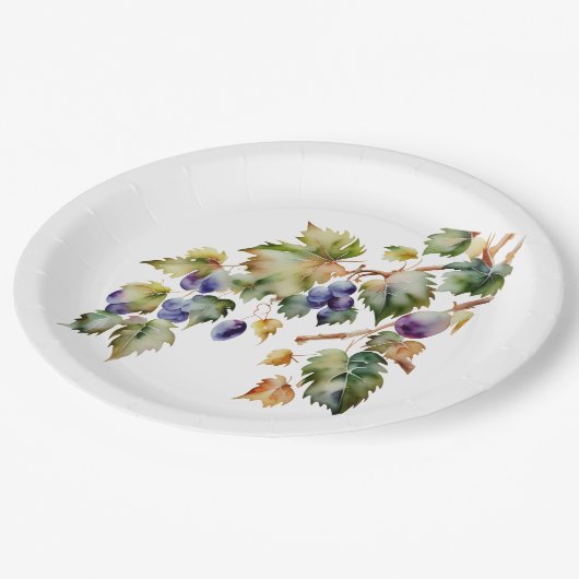 Weinkultur und Erde Weinberg Pappteller (Schrägansicht)