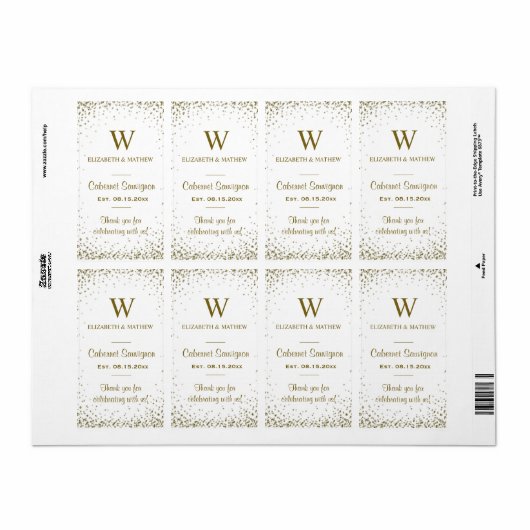 Weinlabel Gold Confetti (Vorne)