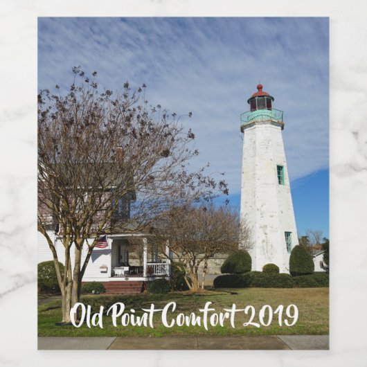 Weinlabel mit Old Point Comfort Lighthouse Weinetikett (Einzelnes Label)