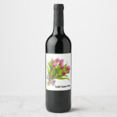 Weinlabel mit rosa Tulpe Weinetikett (Vorderseite)