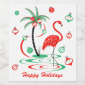 Weinlabel "Red Christmas Flamingo Holidays" Weinetikett (Einzelnes Label)