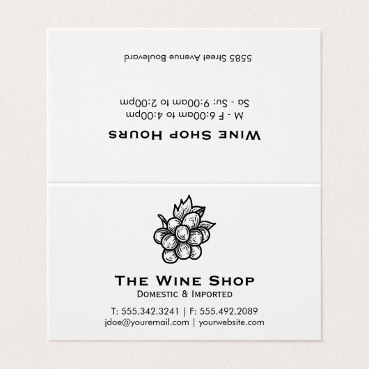 Weinladen Visitenkarten (Außenseite Aufgefaltet)