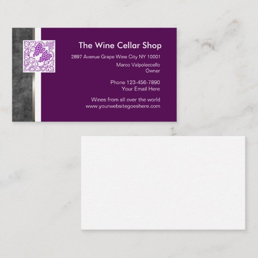 Weinlager Visitenkarte (Vorne/Hinten)