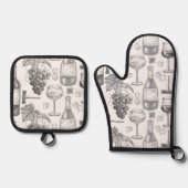 Weinland B/W Ofenhandschuh & Topflappen-Set (Vorderseite)