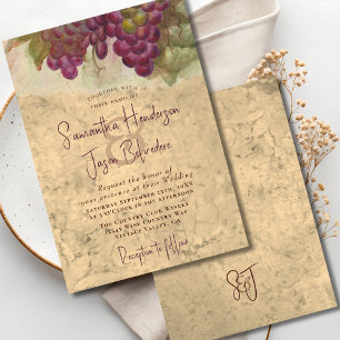 Weinland Hochzeit Rustikaler Weinberg Monogramm Einladung