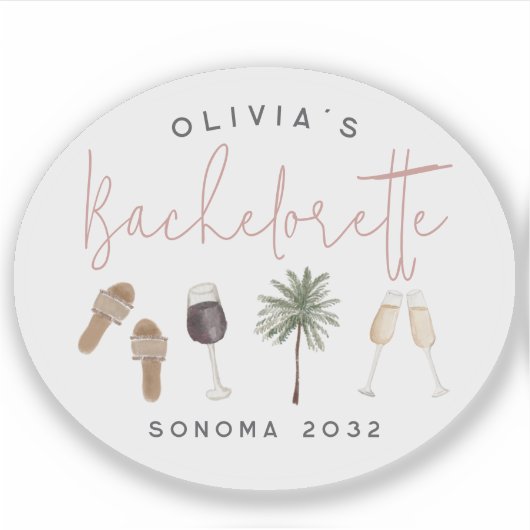 Weinland Personalisierter Junggeselinnen-Abschied Aufkleber (Vorderseite)