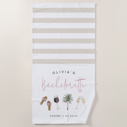 Weinland Personalisierter Junggeselinnen-Abschied Strandtuch (Vorderseite)