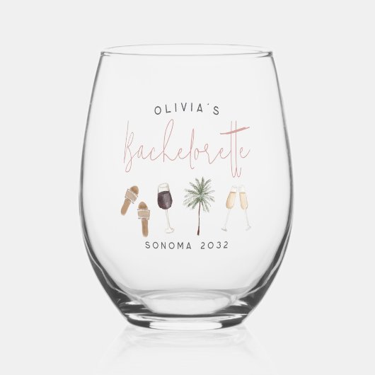 Weinland Personalisierter Junggeselinnen-Abschied Weinglas Ohne Stiel (Vorderseite)