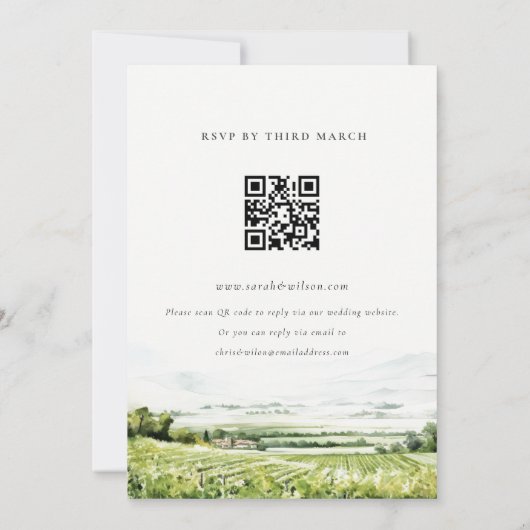 Weinlandschaft Hochzeit mit UAWG Einladung (Rückseite)