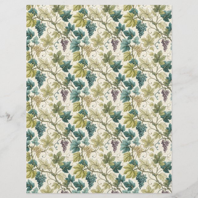Weinleder und Trauben fallen Scrapbook Papier (Vorderseite)