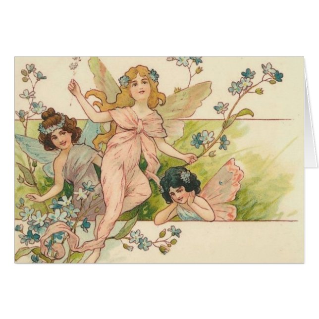Weinlese drei faries mit Blumen (Vorderseite (Horizontal))