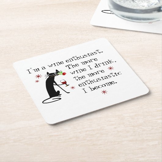 Weinliebhaber Funny Zitat mit Katze Rechteckiger Pappuntersetzer (angewinkelt)