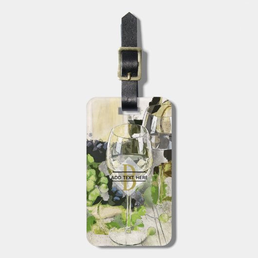 Weinliebhaber Geschenk - Stilvolles MONOGRAM Illus Gepäckanhänger (Vorderseite vertikal)