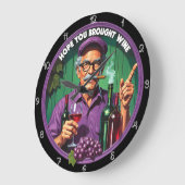 Weinliebhaber mit Zigarrenportrait Große Wanduhr (Winkel)