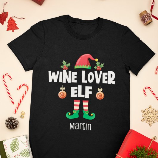 Weinliebhaber Weihnachtsfamilie Name T-Shirt