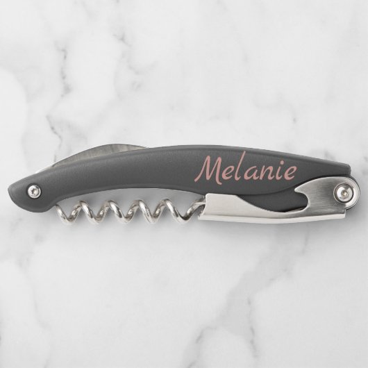 Weinliebhaber Zitat Rosa und Schwarz Personalisier Kellnermesser (Rückseite)