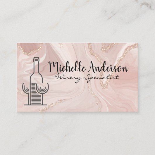 Weinlogo | Rosa Marmor Visitenkarte (Vorderseite)