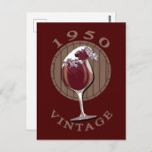 Weinlover Geburtstag - 1950 Vintag Postkarte (Vorne/Hinten)