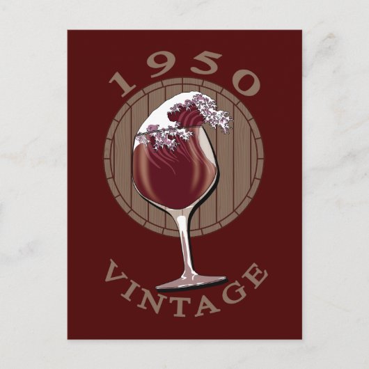 Weinlover Geburtstag - 1950 Vintag Postkarte (Vorderseite)