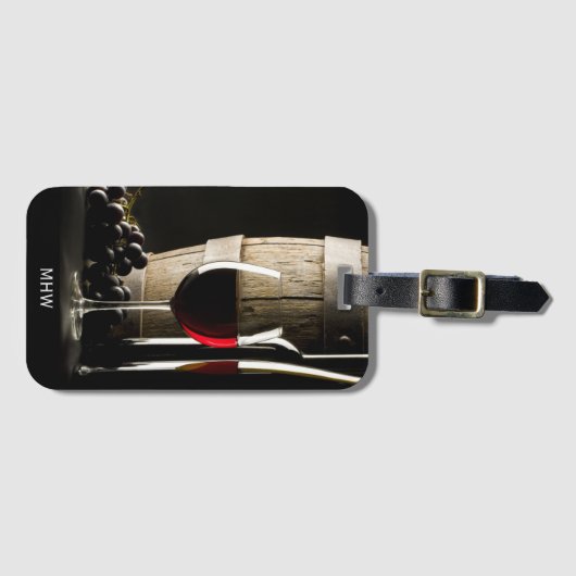 Weinlover-Monogramm Gepäckanhänger (Vorderseite (Horizontal))