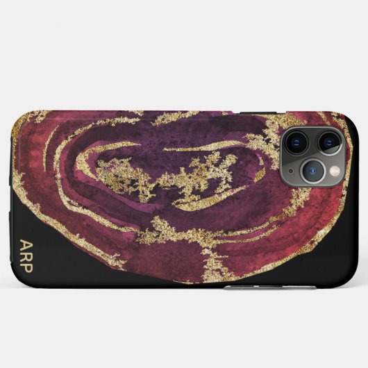 *~* Weinmaroon Burgund Gold Glitzer Case-Mate iPhone Hülle (Rückseite (Horizontal))