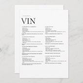 Weinmenü-Papiersignatur - Elegante physische Anzei Einladung (Vorne/Hinten)