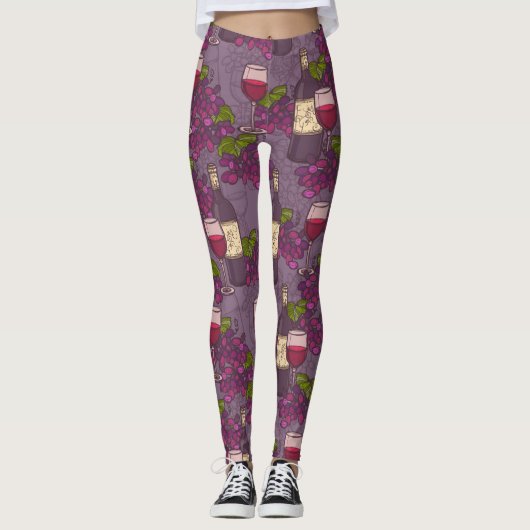 Weinmuster Leggings (Vorderseite)